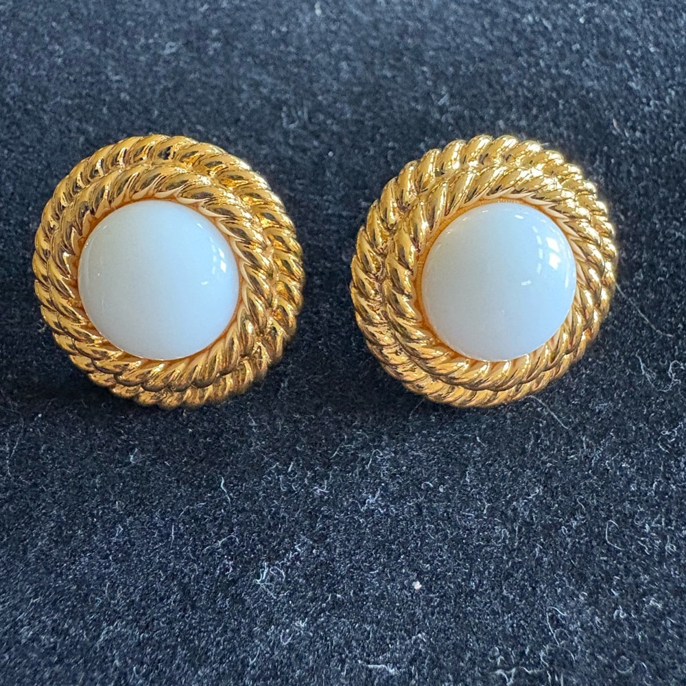 Napier Elegant Gold and White Earrings